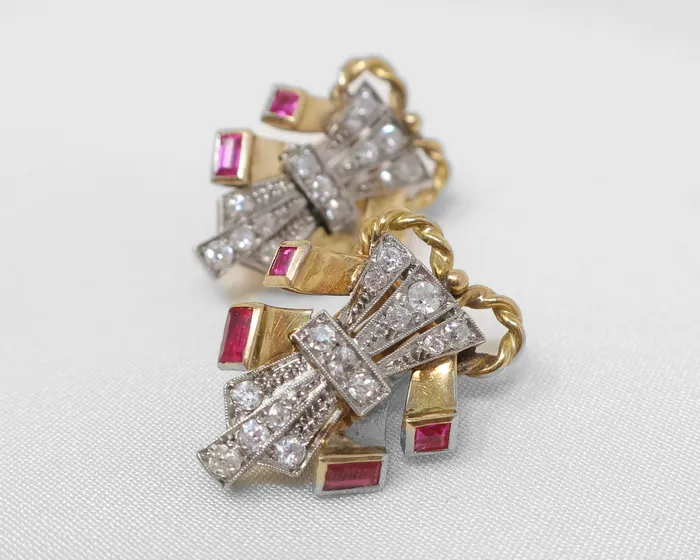 Earrings Isadoras C Retro Ruby and Diamond Earrings