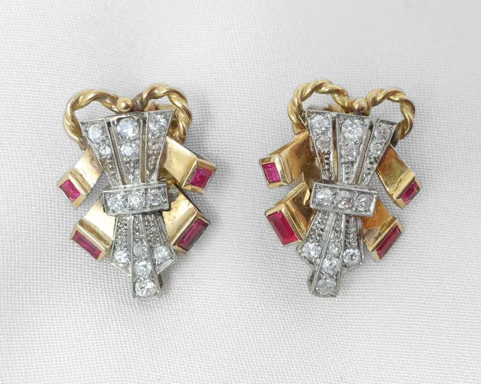 Earrings Isadoras C Retro Ruby and Diamond Earrings