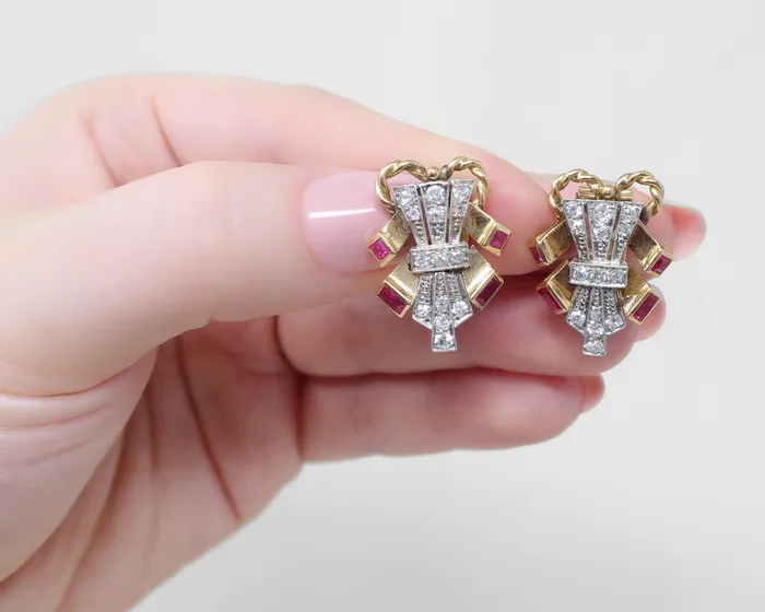 Earrings Isadoras C Retro Ruby and Diamond Earrings