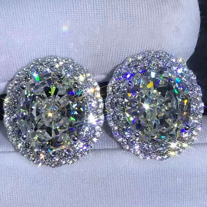 Earrings Leyloon Jewelry 15 Carat TW KM Colorless Oval Cut Halo VVS Moissanite Omega Clip Back Stud Earring