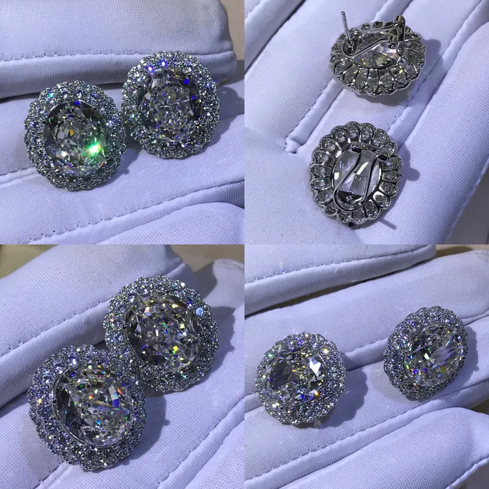 Earrings Leyloon Jewelry 15 Carat TW KM Colorless Oval Cut Halo VVS Moissanite Omega Clip Back Stud Earring