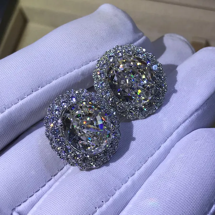 Earrings Leyloon Jewelry 15 Carat TW KM Colorless Oval Cut Halo VVS Moissanite Omega Clip Back Stud Earring