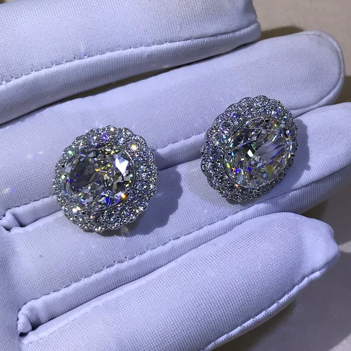Earrings Leyloon Jewelry 15 Carat TW KM Colorless Oval Cut Halo VVS Moissanite Omega Clip Back Stud Earring