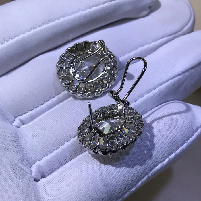 Earrings Leyloon Jewelry 15 Carat TW KM Colorless Oval Cut Halo VVS Moissanite Omega Clip Back Stud Earring