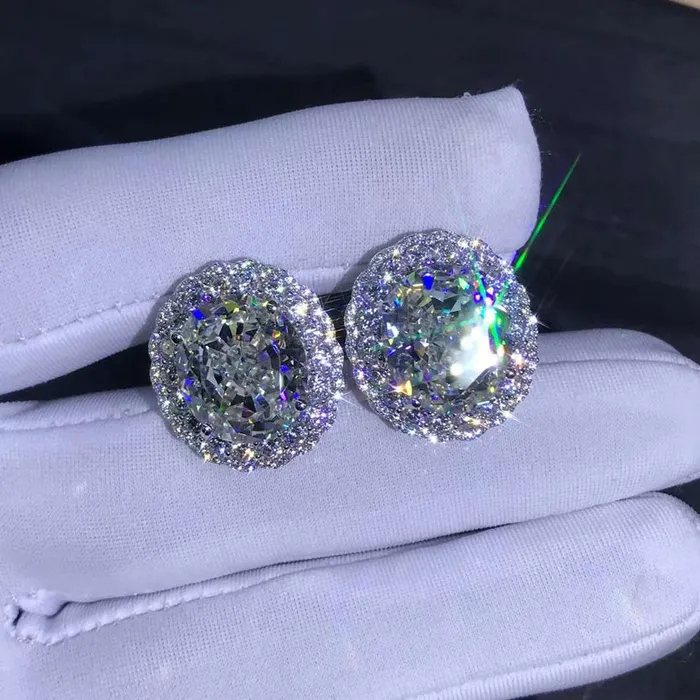 Earrings Leyloon Jewelry 15 Carat TW KM Colorless Oval Cut Halo VVS Moissanite Omega Clip Back Stud Earring