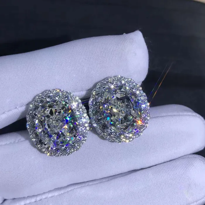 Earrings Leyloon Jewelry 15 Carat TW KM Colorless Oval Cut Halo VVS Moissanite Omega Clip Back Stud Earring
