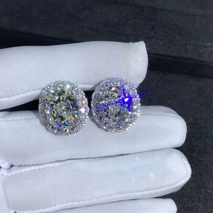 Earrings Leyloon Jewelry 15 Carat TW KM Colorless Oval Cut Halo VVS Moissanite Omega Clip Back Stud Earring