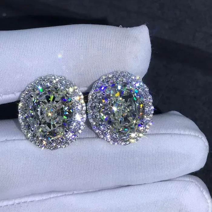 Earrings Leyloon Jewelry 15 Carat TW KM Colorless Oval Cut Halo VVS Moissanite Omega Clip Back Stud Earring