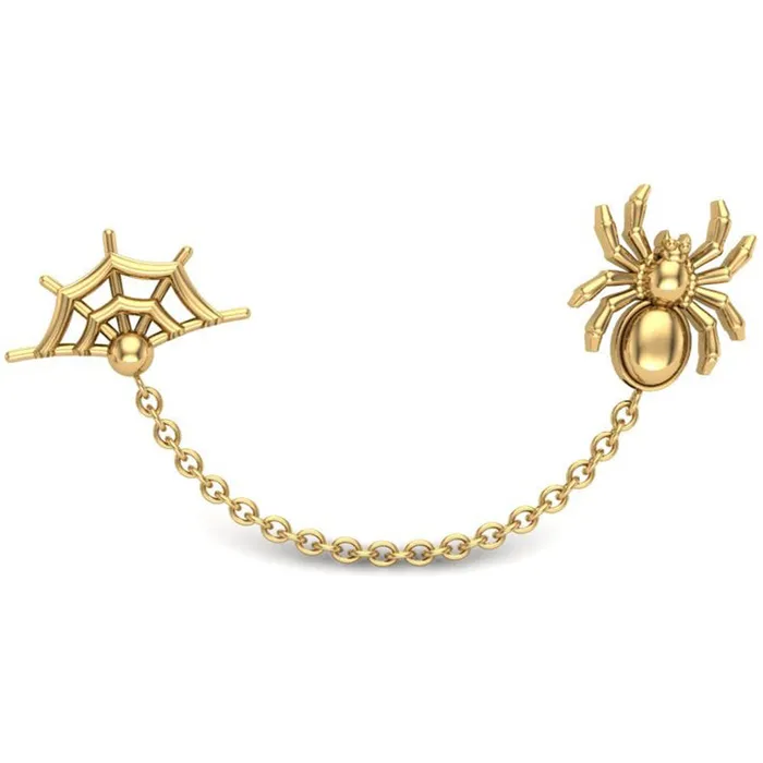 Earrings Mushroom Body Jewelry mushroom Spider Web Dual Threaded End in Gold