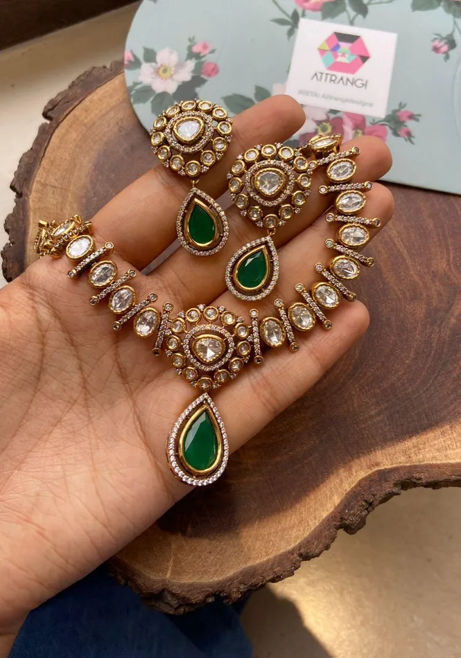 Earrings Raha Polki Moissanite Uncut Diamond Set Attrangi Earrings Raha Polki Moissanite Uncut Diamond Set Attrangi