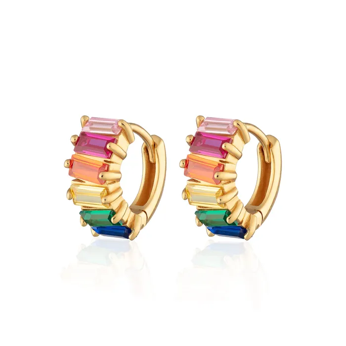 Earrings Scream Pretty Rainbow Baguette Huggie Earrings