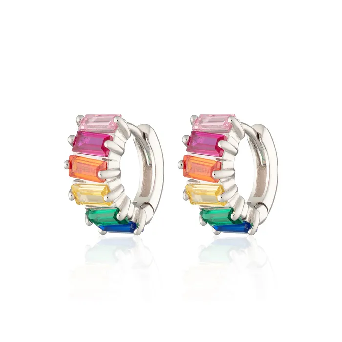 Earrings Scream Pretty Rainbow Baguette Huggie Earrings Earrings Scream Pretty Rainbow Baguette Huggie Earrings