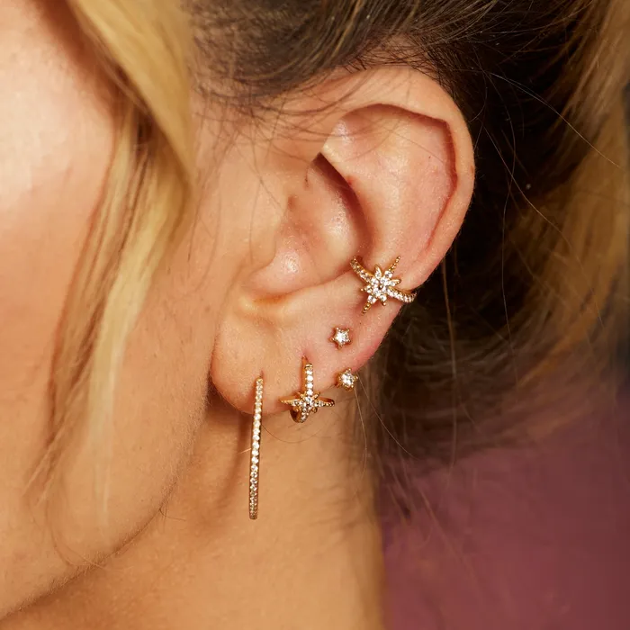 Earrings Scream Pretty Sparkling Star Ear Jacket Stud Earrings