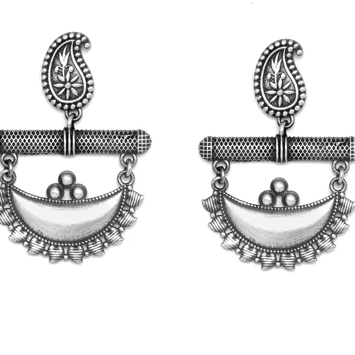 Earrings Teejh Teejh Anushka Half Moon Silver Oxidised Earrings Earrings Teejh Teejh Anushka Half Moon Silver Oxidised Earrings