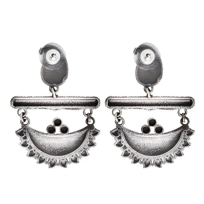 Earrings Teejh Teejh Anushka Half Moon Silver Oxidised Earrings Earrings Teejh Teejh Anushka Half Moon Silver Oxidised Earrings