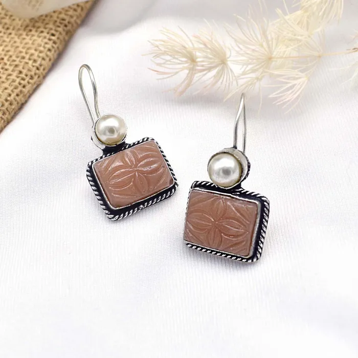 Earrings Teejh Teejh Diti Brown Stone Pearl Earrings