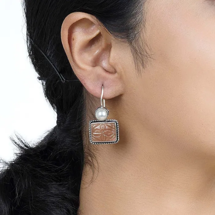 Earrings Teejh Teejh Diti Brown Stone Pearl Earrings Earrings Teejh Teejh Diti Brown Stone Pearl Earrings