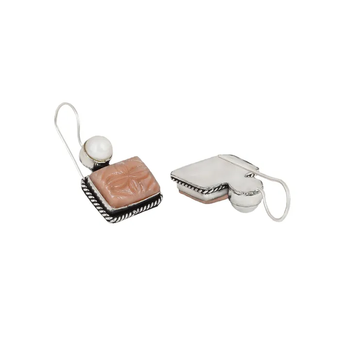Earrings Teejh Teejh Diti Brown Stone Pearl Earrings Earrings Teejh Teejh Diti Brown Stone Pearl Earrings