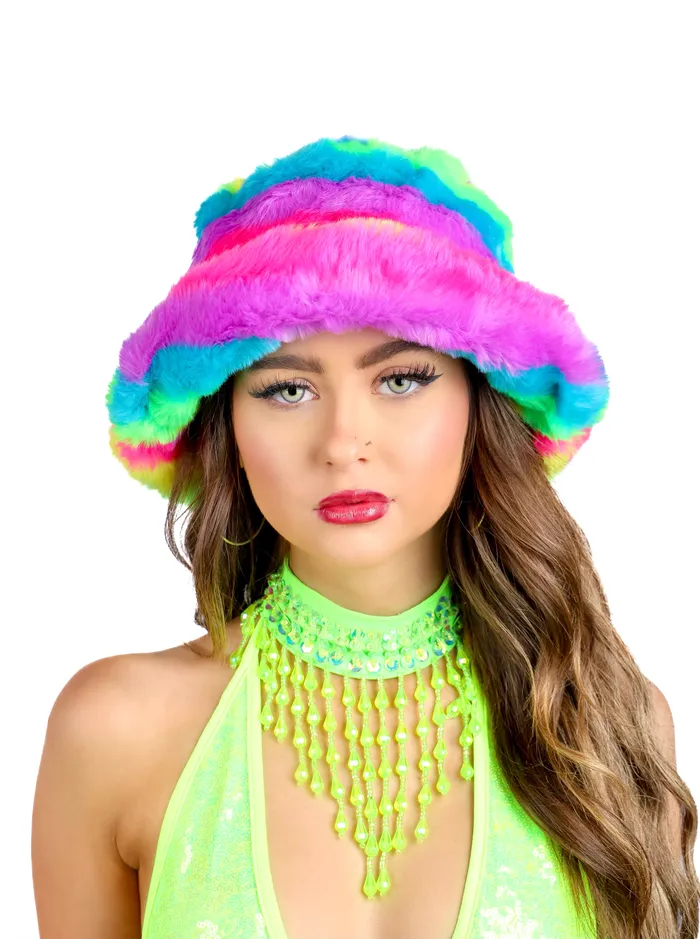 Earrings THE LUMI SHOP Electric Rainbow Fuzzy Hat