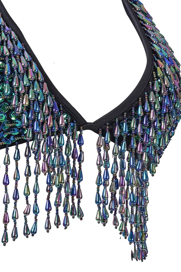Earrings THE LUMi SHOP Hand Stitched Sequin Bra Top Chameleon