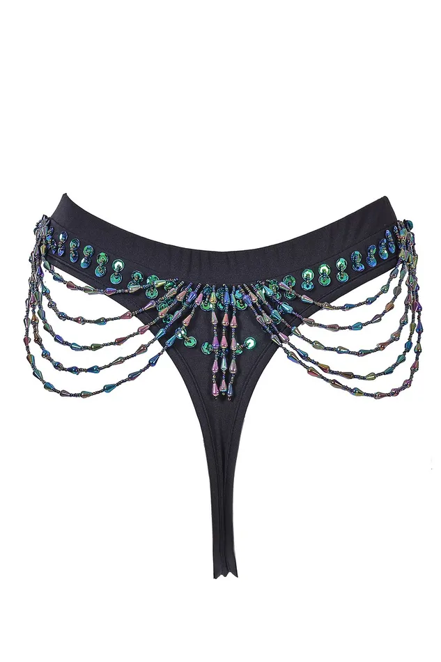 Earrings THE LUMi SHOP Hand Stitched Sequin Bra Top Chameleon