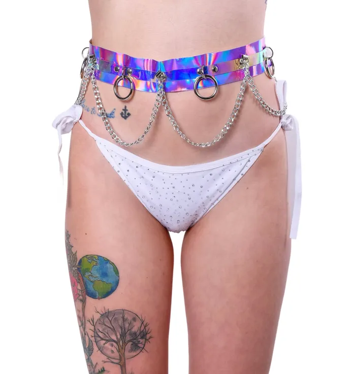 Earrings THE LUMi SHOP Violet Holographic Hoop Chain Belt