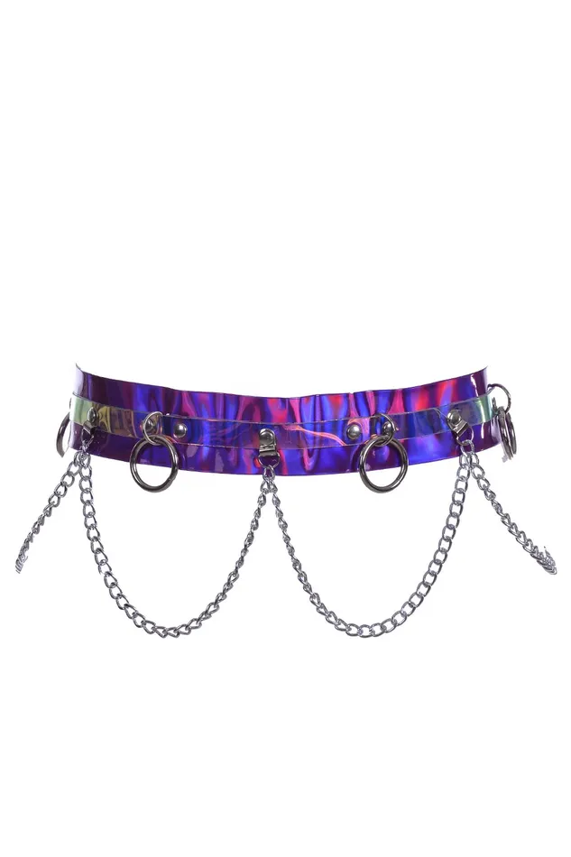 Earrings THE LUMi SHOP Violet Holographic Hoop Chain Belt