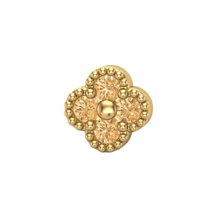 Earrings threadless Clover End in Gold Mushroom Body Jewelry mushroom 