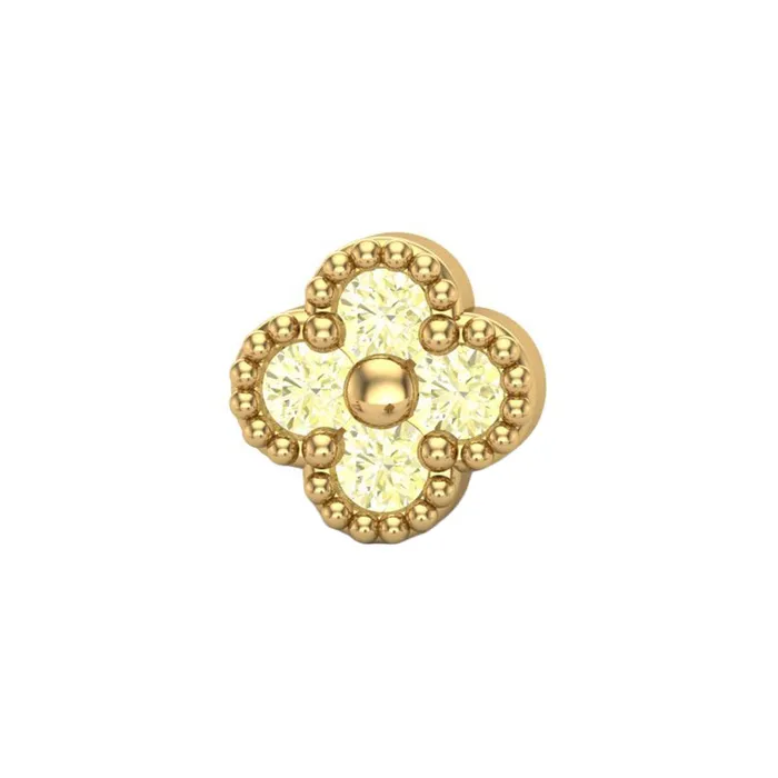Earrings threadless Clover End in Gold Mushroom Body Jewelry mushroom 