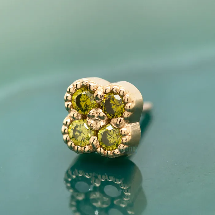 Earrings threadless Clover End in Gold Mushroom Body Jewelry mushroom 