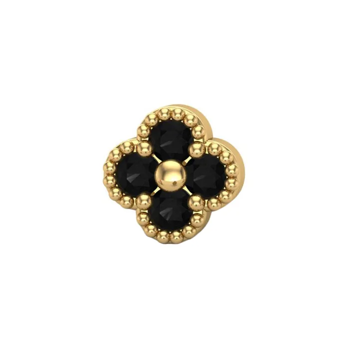 Earrings threadless Clover End in Gold Mushroom Body Jewelry mushroom 
