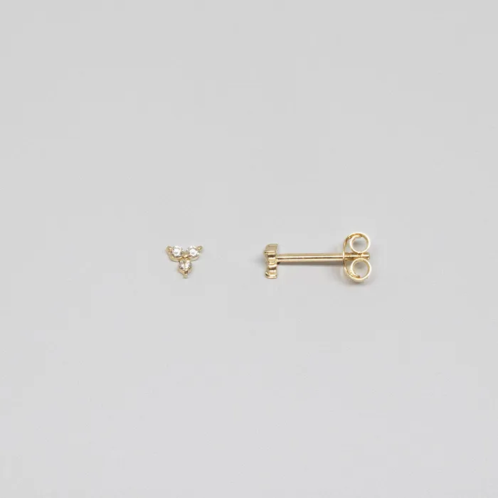 Earrings triple diamond stud solid gold fejn PWD