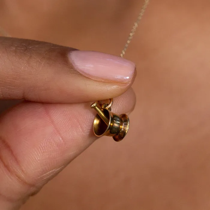 Earrings Vintage Mortar and Pestle 14K Gold Charm