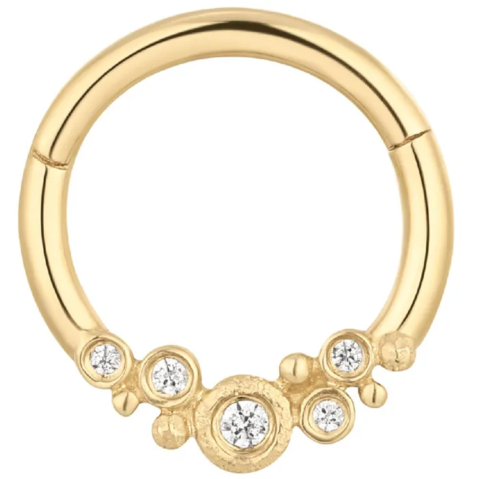 Effervescent Hinge Ring Clicker in Gold with CZs Buddha Jewelry Organics Rings