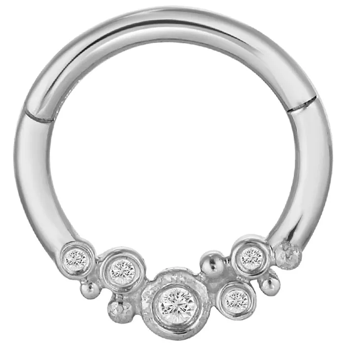 Effervescent Hinge Ring Clicker in Gold with CZs Buddha Jewelry Organics Rings