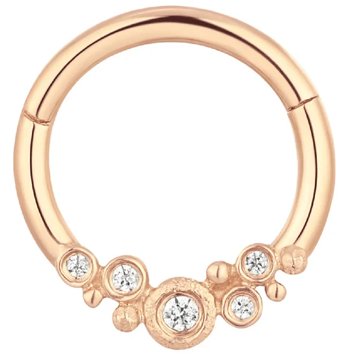 Effervescent Hinge Ring Clicker in Gold with CZs Buddha Jewelry Organics Rings