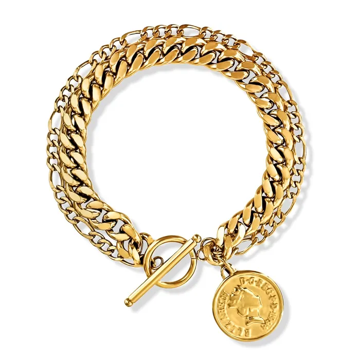 Ellie Vail Bracelets Sonnet Double Chain Toggle Coin Bracelet