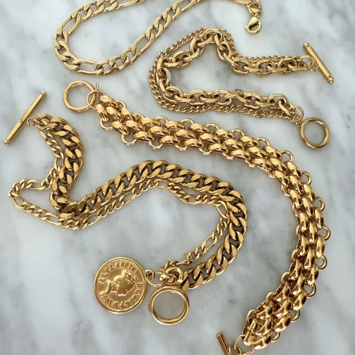 Ellie Vail Bracelets Sonnet Double Chain Toggle Coin Bracelet