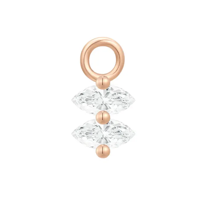 Ember Body Jewelry Earrings Scout Charm in Gold with White CZs