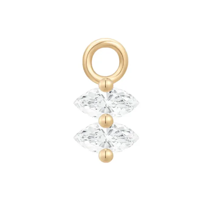 Ember Body Jewelry Earrings Scout Charm in Gold with White CZs
