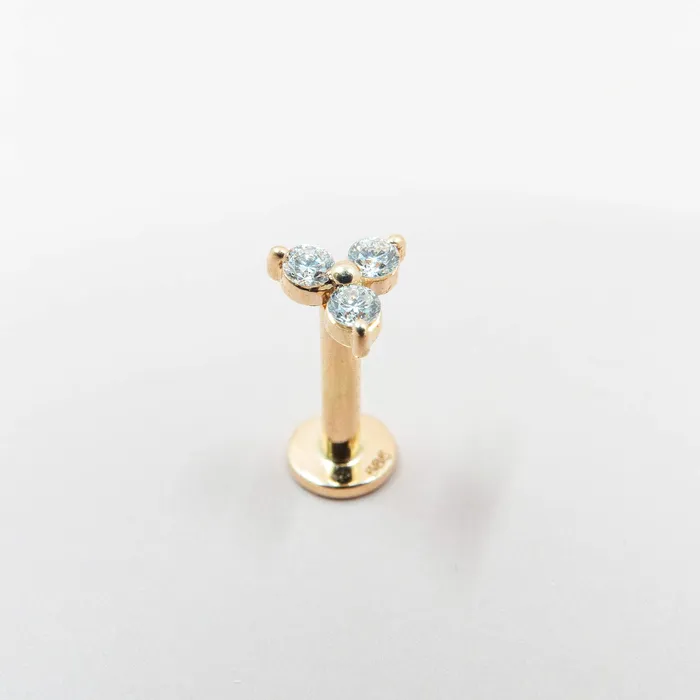 fejn PWD Earrings triple diamond helix stud solid gold