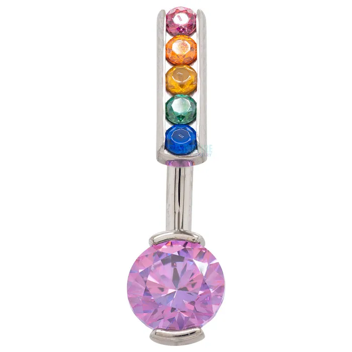 Fixed Top ChannelSet Faceted Gems with 2 ProngSet Faceted Gem Navel Curve custom color combos Industrial Strength IS Rings