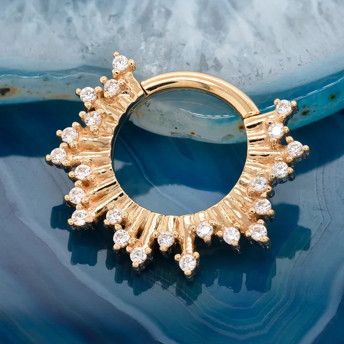 Frozen Hinge Ring in Gold with White CZs Body Vision BVLA Rings