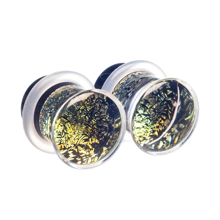 Gorilla Glass PreStyled Sets Dichroic Glass Plugs Gold