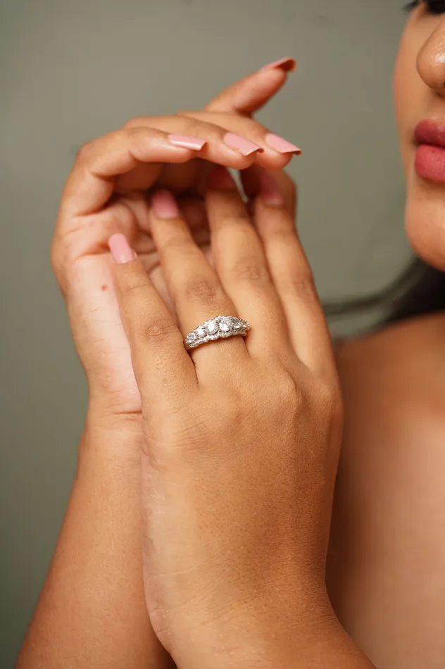 Graduating Round Solitaire Band Ring Attrangi Rings