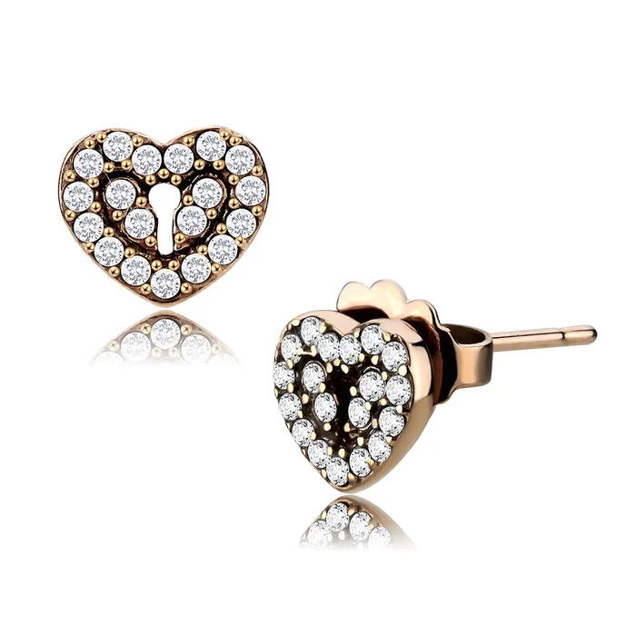 Green CJ085 Wholesale Womens Stainless Steel IP Rose Gold AAA Grade CZ Clear Lock Heart Earrings Earrings Green CJ085 Wholesale Womens Stainless Steel IP Rose Gold AAA Grade CZ Clear Lock Heart Earrings Earrings