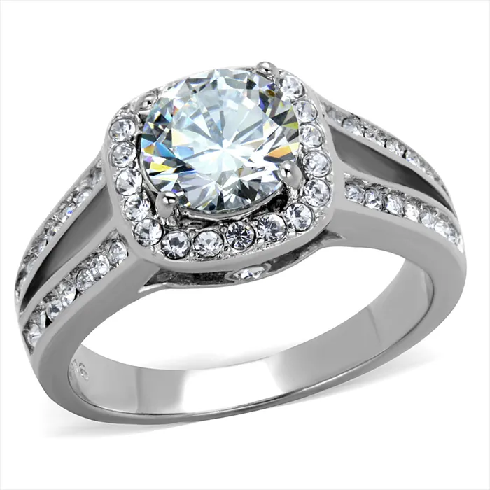 Green CJE2043 Brilliant Round Halo CZ Ring Rings