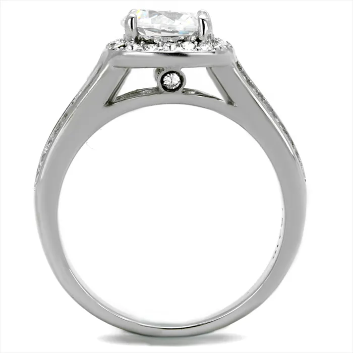 Green CJE2043 Brilliant Round Halo CZ Ring Rings Green CJE2043 Brilliant Round Halo CZ Ring Rings
