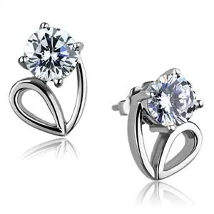 Green Earrings CJE2147 Wholesale Womens Stainless Steel Clear AAA Grade CZ Earrings