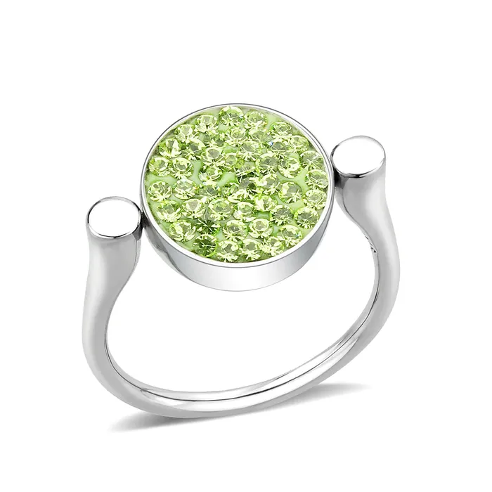 Green Rings CJ385408 Wholesale Womens Stainless Steel Top Grade Crystal Round Peridot Ring Green Rings CJ385408 Wholesale Womens Stainless Steel Top Grade Crystal Round Peridot Ring